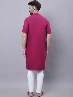 Pure cotton short sleeves kurta with band collar 4