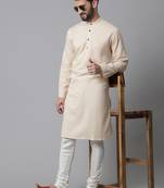 Pure cotton kurta with band collar