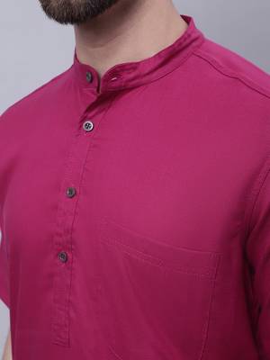 Pure cotton short sleeves kurta with band collar 5
