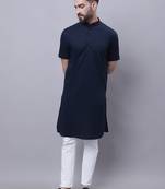 Pure cotton short sleeves kurta with band collar