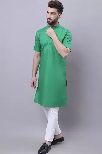 Pure cotton short sleeves kurta with band collar