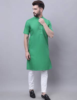 Pure cotton short sleeves kurta with band collar 3