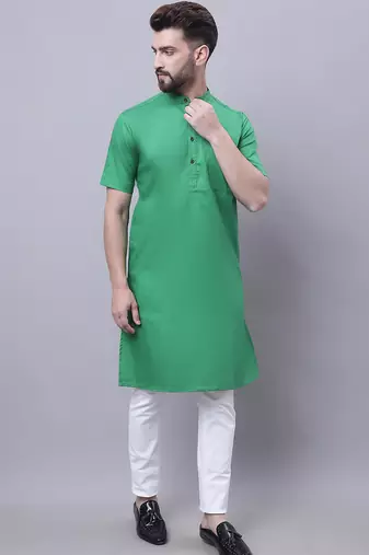 Pure cotton short sleeves kurta with band collar