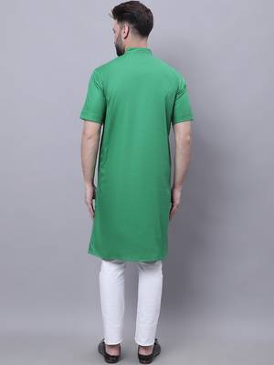 Pure cotton short sleeves kurta with band collar 4