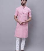Pure cotton short sleeves kurta with band collar