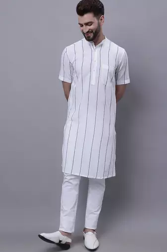 Pure cotton short sleeves kurta with band collar