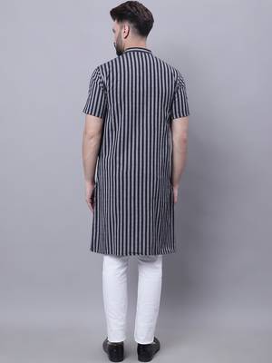 Pure cotton short sleeves kurta with band collar 4