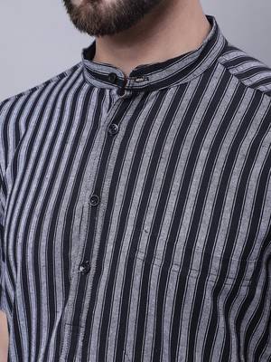 Pure cotton short sleeves kurta with band collar 5