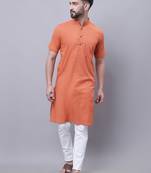 Pure cotton short sleeves kurta with band collar