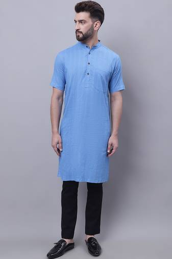 Pure cotton short sleeves kurta with band collar