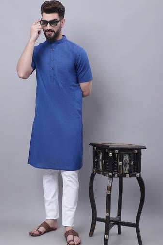 Pure cotton short sleeves kurta with band collar