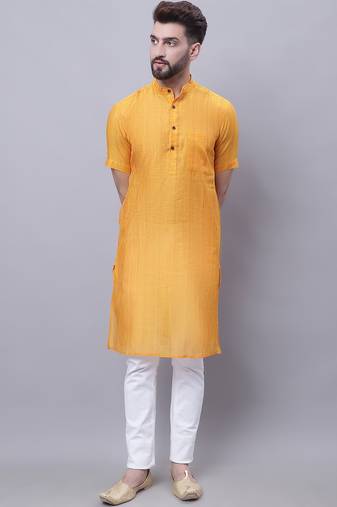Pure cotton short sleeves kurta with band collar