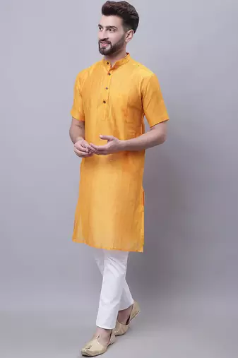 Pure cotton short sleeves kurta with band collar