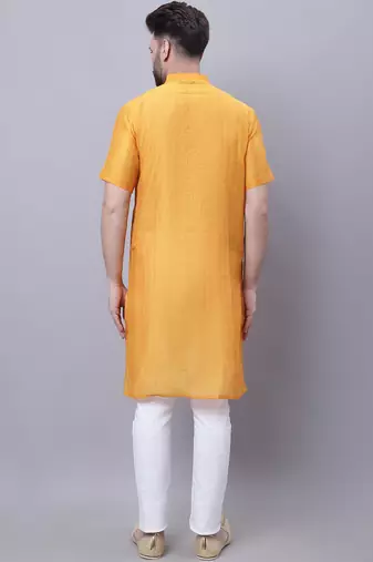 Pure cotton short sleeves kurta with band collar