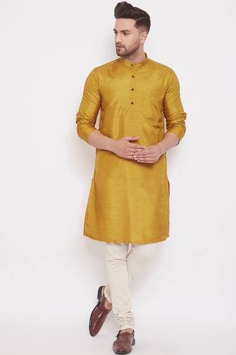 Pure cotton kurta with band collar