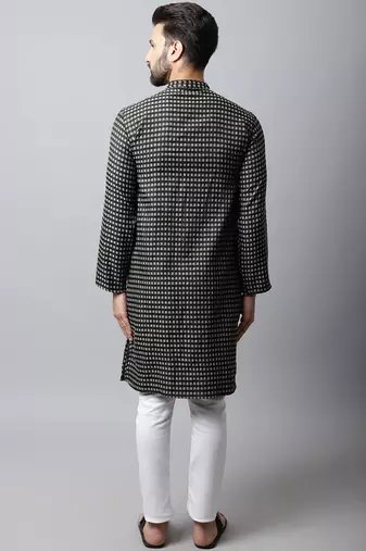 Pure cotton kurta with band collar