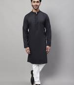 Pure cotton kurta with band collar