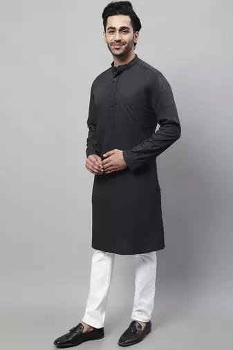 Pure cotton kurta with band collar