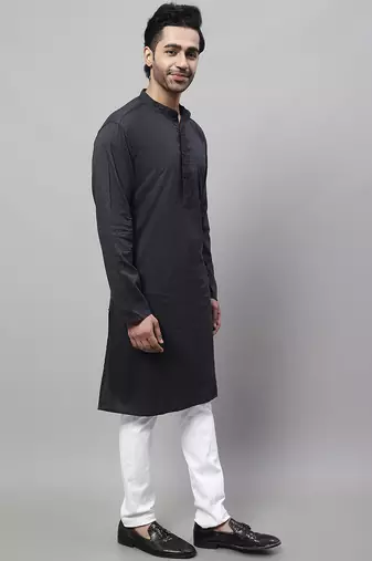 Pure cotton kurta with band collar