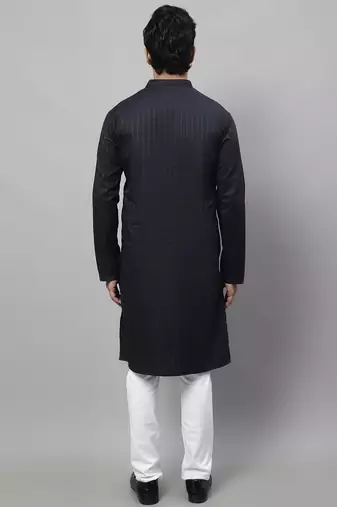 Pure cotton kurta with band collar