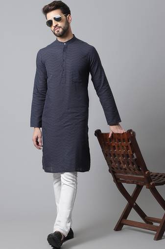 Pure cotton kurta with band collar