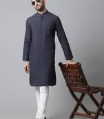 Pure cotton kurta with band collar