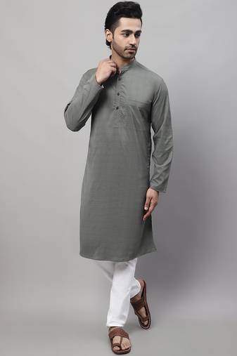Pure cotton kurta with band collar