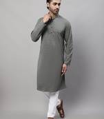 Pure cotton kurta with band collar