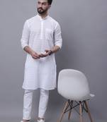 Pure cotton kurta with band collar