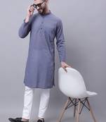 Pure cotton kurta with band collar