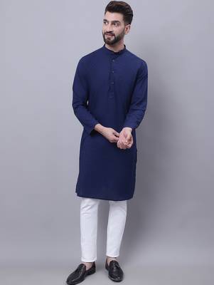Pure cotton kurta with band collar 1