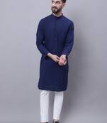 Pure cotton kurta with band collar