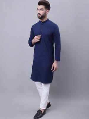Pure cotton kurta with band collar 2
