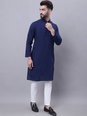 Pure cotton kurta with band collar 3
