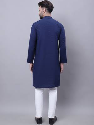 Pure cotton kurta with band collar 4