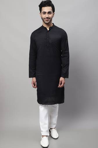 Pure cotton kurta with band collar