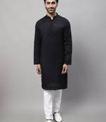 Pure cotton kurta with band collar