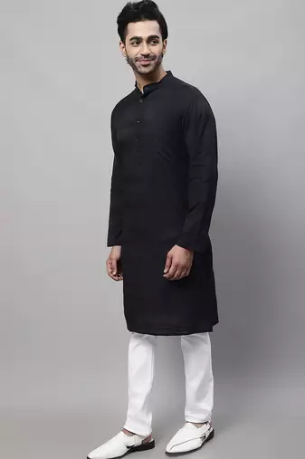 Pure cotton kurta with band collar