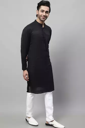 Pure cotton kurta with band collar