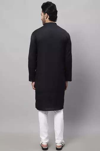Pure cotton kurta with band collar