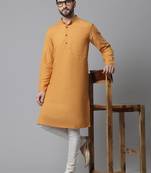 Solid kurta with band collar