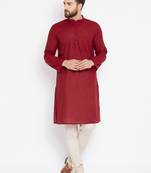Pure cotton kurta with band collar