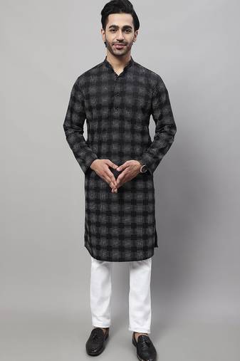 Pure cotton kurta with band collar