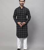 Pure cotton kurta with band collar