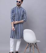 Pure cotton kurta with band collar