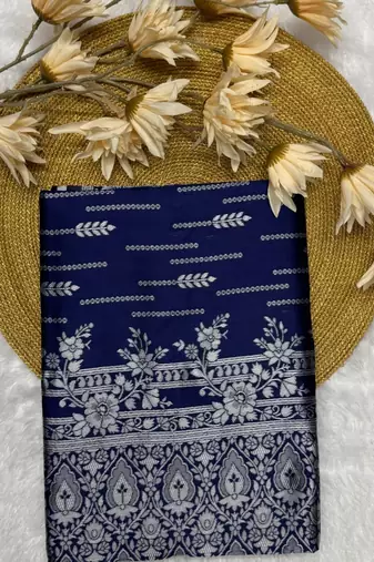 Navyblue silk blend sarees with blouse