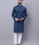 Pure cotton kurta with band collar