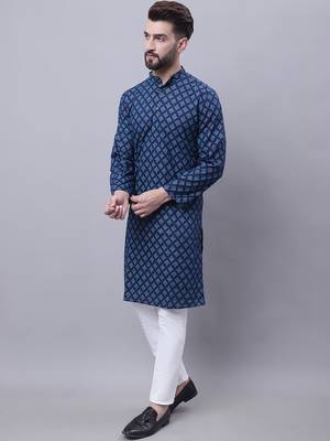 Pure cotton kurta with band collar 2