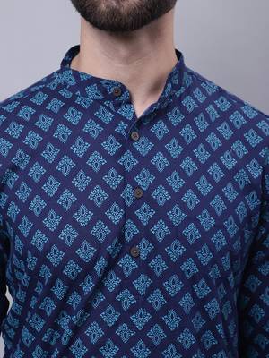 Pure cotton kurta with band collar 5