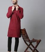 Solid kurta with band collar